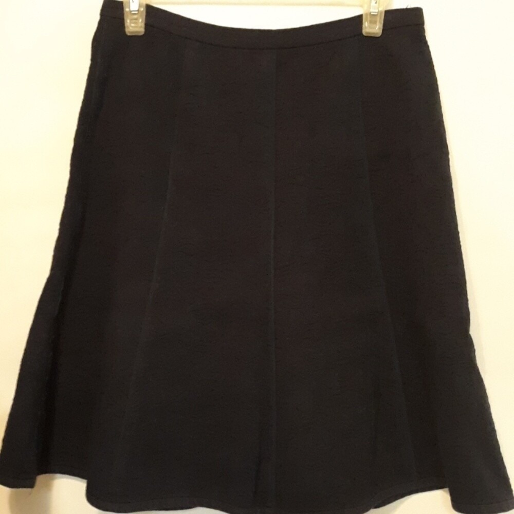 J Crew 6 Circle Skirt Cotton Jacquard Navy & Black Lined Back Zip